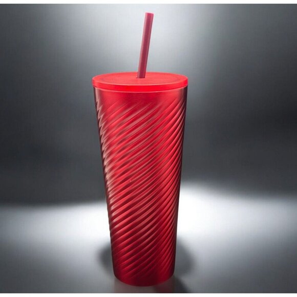 Starbucks Red Ribbon Swirl Stainless Tumbler Winter 2022 Holiday Cold Venti 24oz - Picture 2 of 12